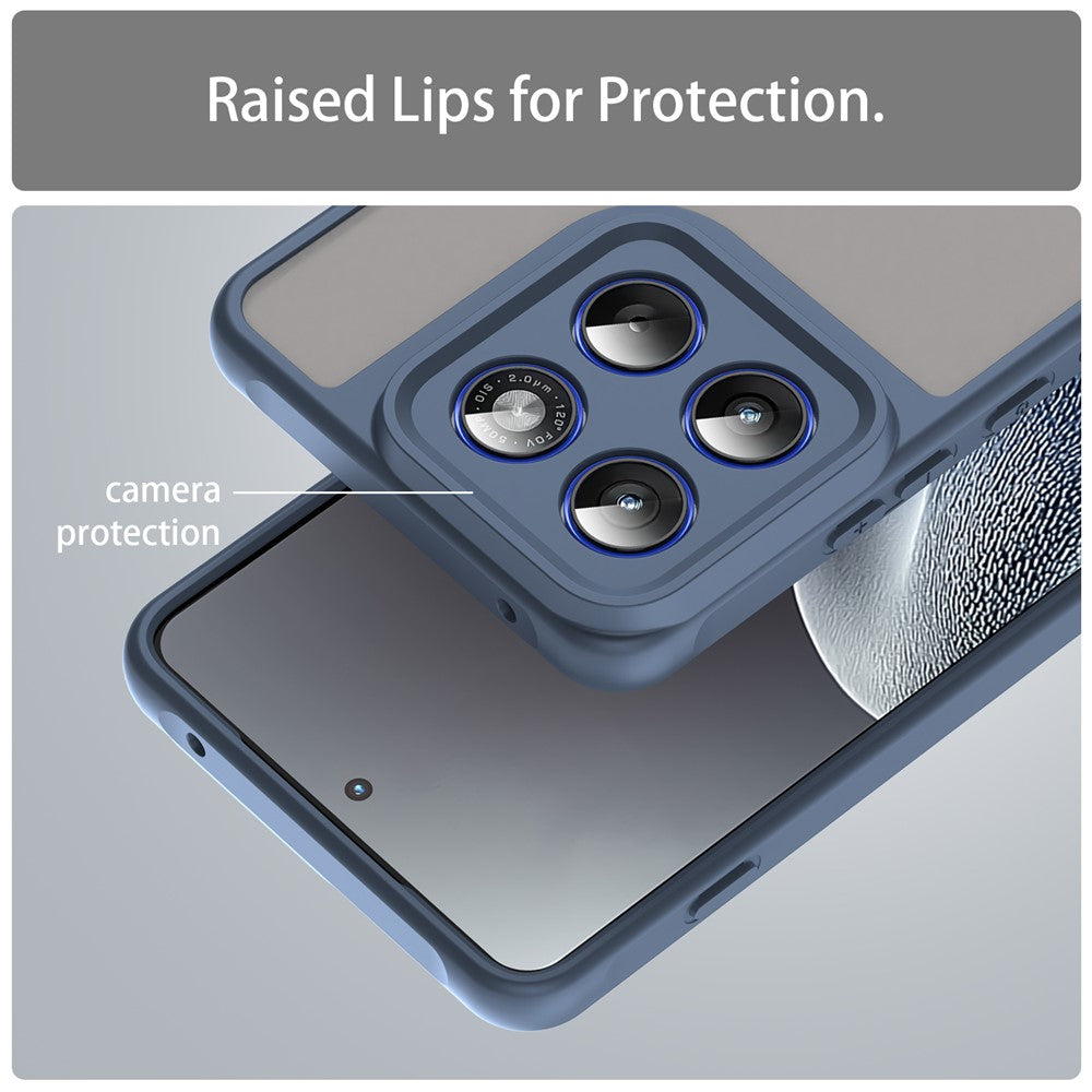 For Motorola Edge 70 5G Case Drop Proof Airbags Frosted Translucent PC + TPU Phone Back Cover - Blue