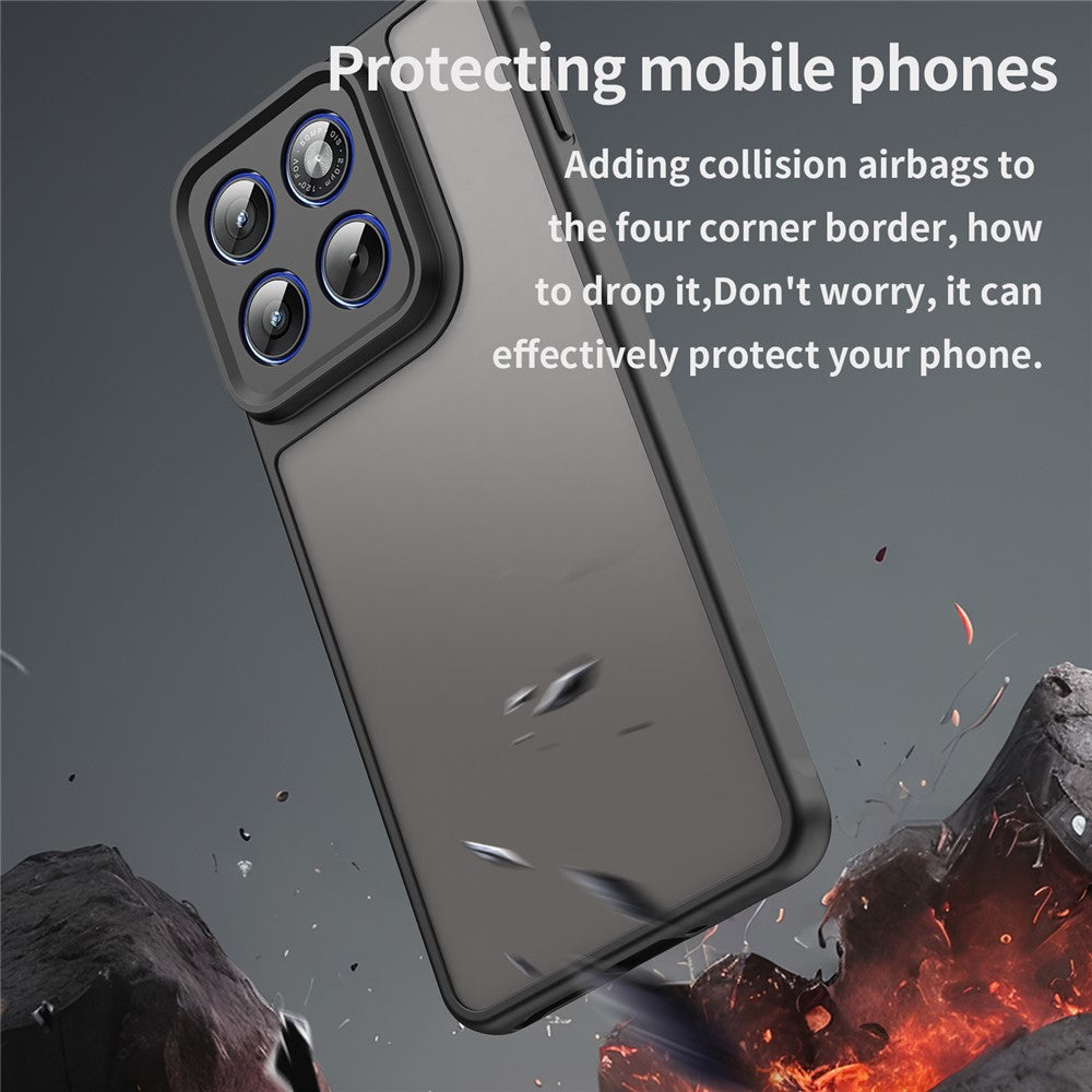 For Motorola Edge 70 5G Case Drop Proof Airbags Frosted Translucent PC + TPU Phone Back Cover - Black