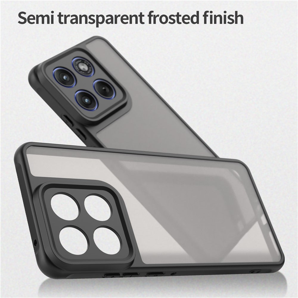 For Motorola Edge 70 5G Case Drop Proof Airbags Frosted Translucent PC + TPU Phone Back Cover - Black