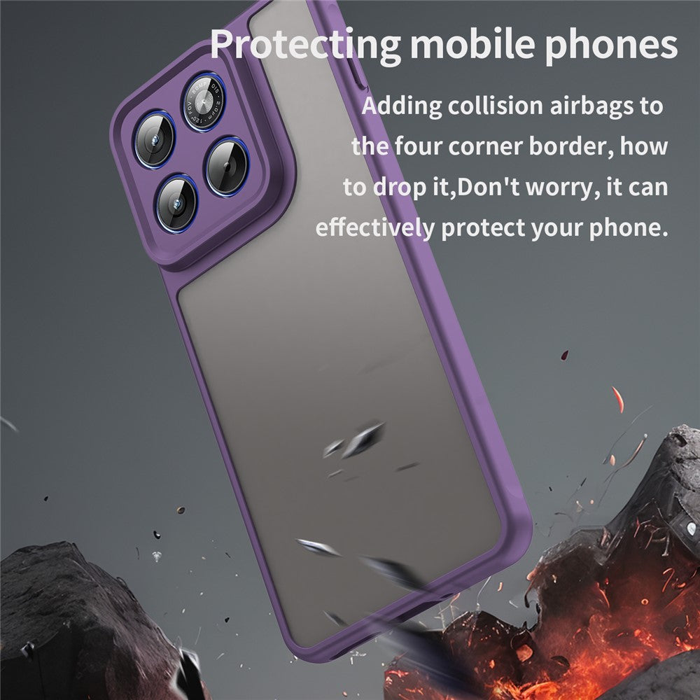 For Motorola Edge 70 5G Case Drop Proof Airbags Frosted Translucent PC + TPU Phone Back Cover - Purple