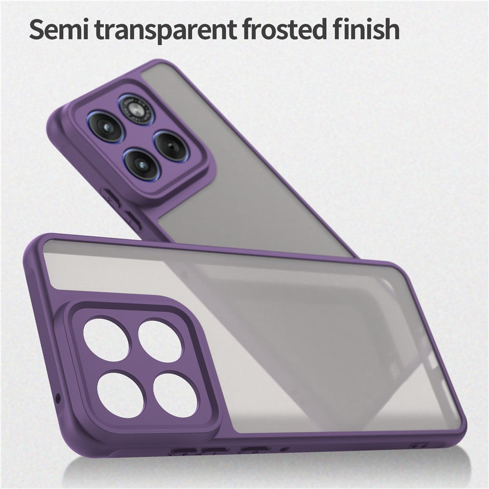 For Motorola Edge 70 5G Case Drop Proof Airbags Frosted Translucent PC + TPU Phone Back Cover - Purple