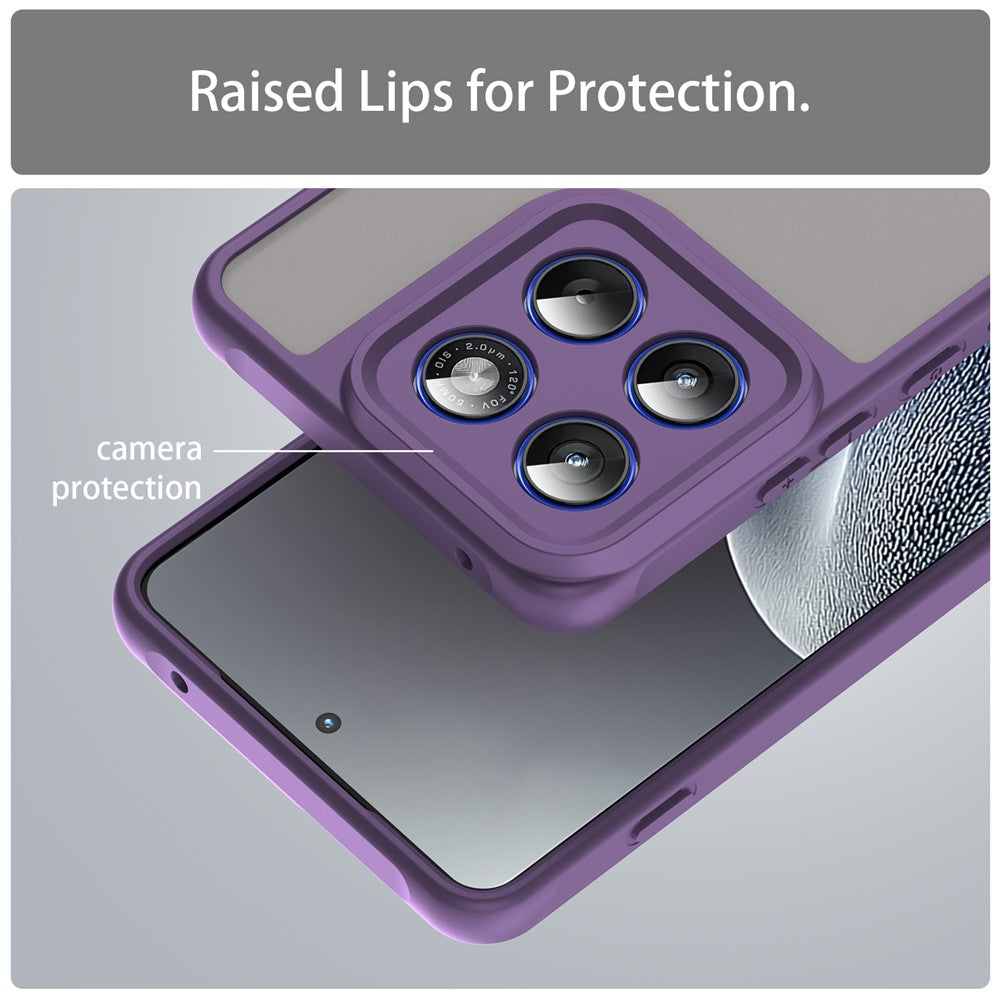 For Motorola Edge 70 5G Case Drop Proof Airbags Frosted Translucent PC + TPU Phone Back Cover - Purple