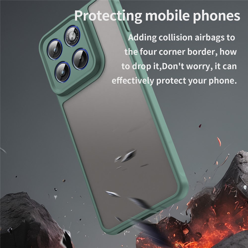 For Motorola Edge 70 5G Case Drop Proof Airbags Frosted Translucent PC + TPU Phone Back Cover - Green