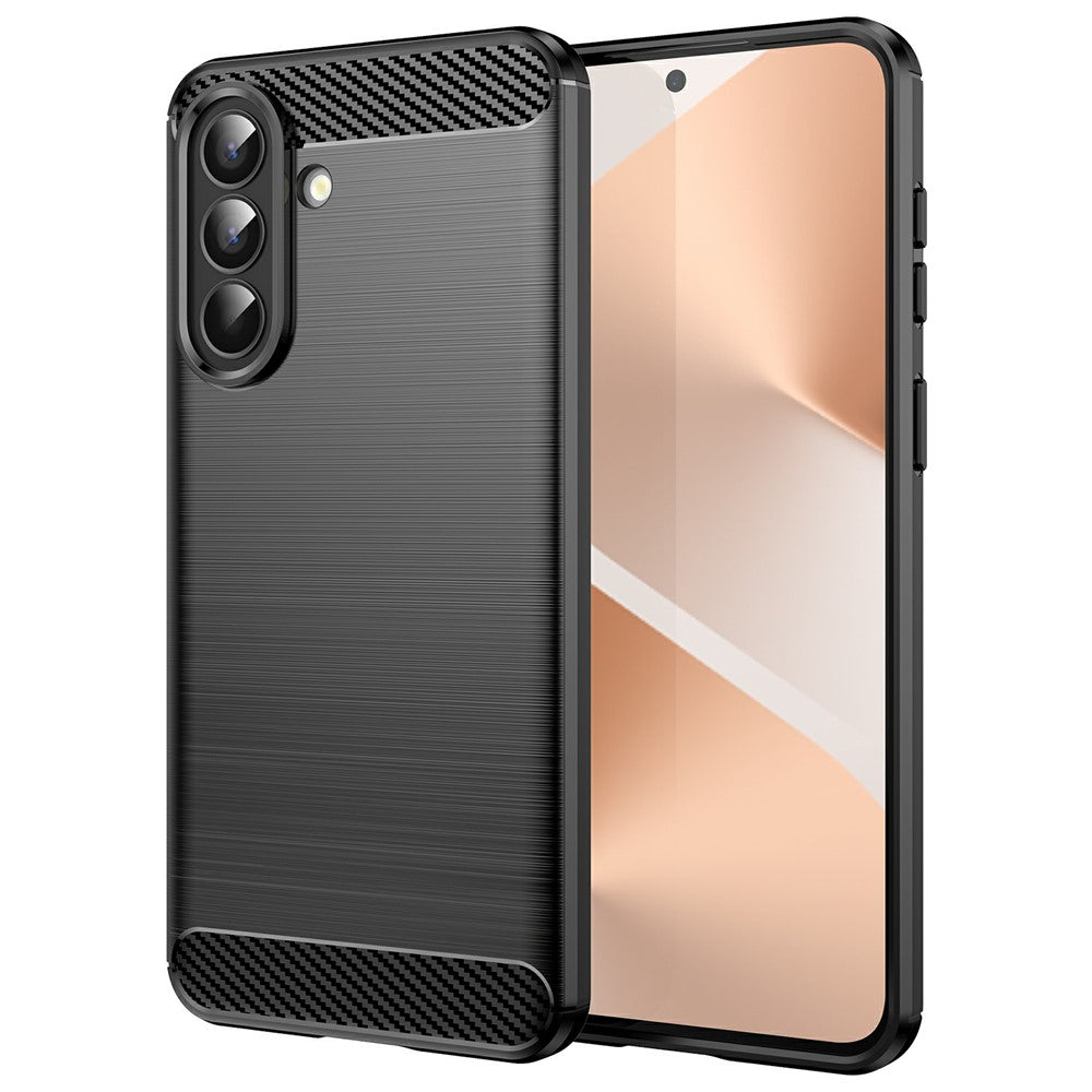 For Samsung Galaxy A57 5G Case Protective Phone Cover Carbon Fiber Texture Brushed - Black