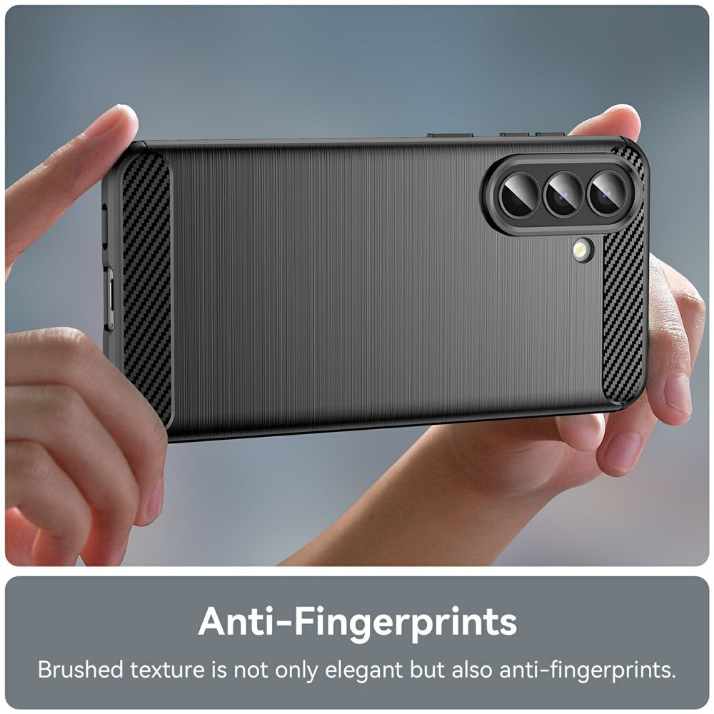 For Samsung Galaxy A57 5G Case Protective Phone Cover Carbon Fiber Texture Brushed - Black