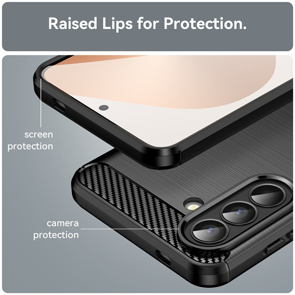For Samsung Galaxy A57 5G Case Protective Phone Cover Carbon Fiber Texture Brushed - Black