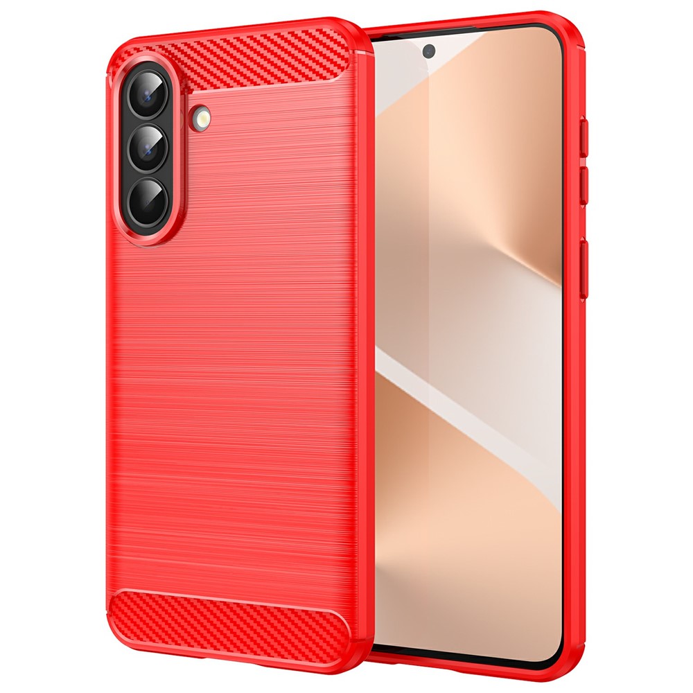 For Samsung Galaxy A57 5G Case Protective Phone Cover Carbon Fiber Texture Brushed - Red