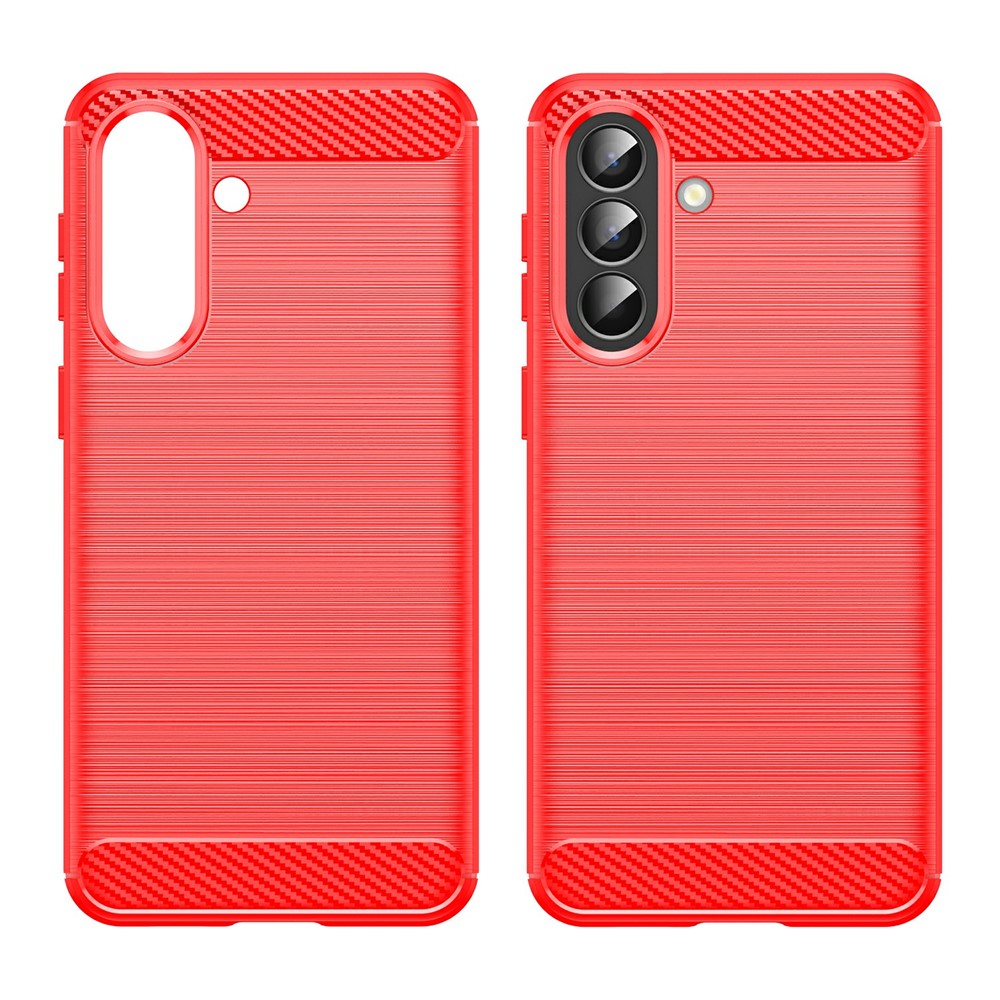 For Samsung Galaxy A57 5G Case Protective Phone Cover Carbon Fiber Texture Brushed - Red