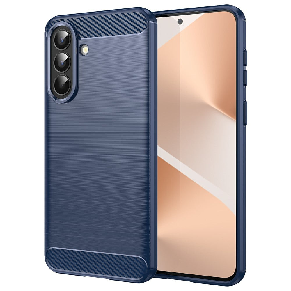 For Samsung Galaxy A57 5G Case Protective Phone Cover Carbon Fiber Texture Brushed - Blue