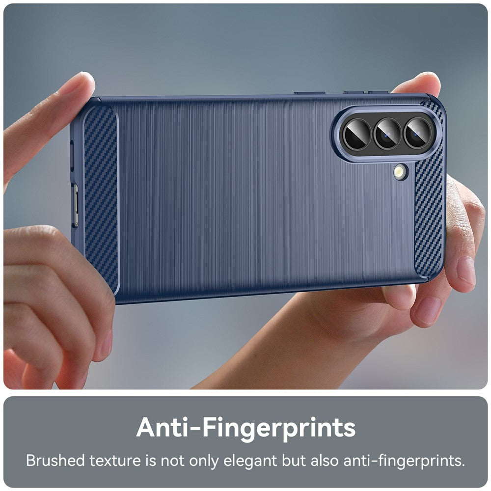 For Samsung Galaxy A57 5G Case Protective Phone Cover Carbon Fiber Texture Brushed - Blue