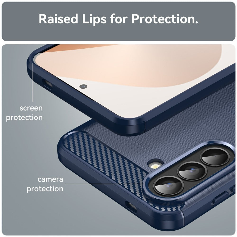 For Samsung Galaxy A57 5G Case Protective Phone Cover Carbon Fiber Texture Brushed - Blue