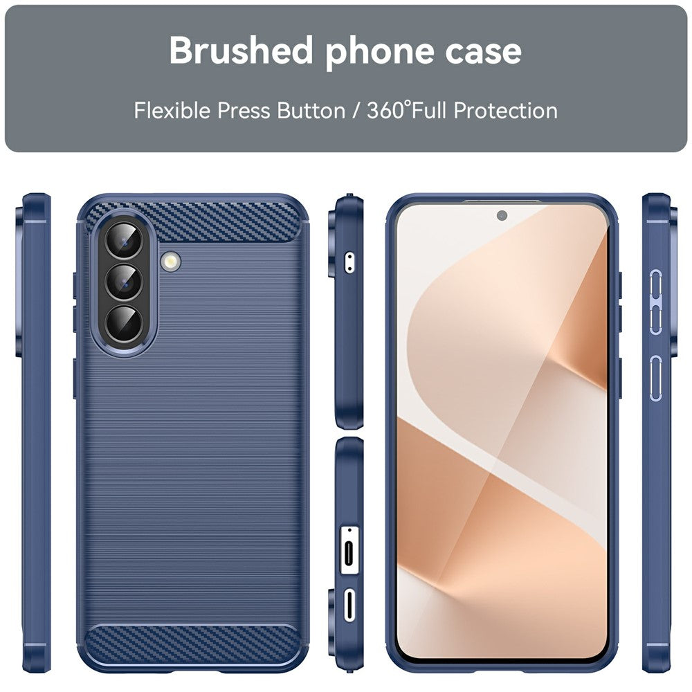 For Samsung Galaxy A57 5G Case Protective Phone Cover Carbon Fiber Texture Brushed - Blue