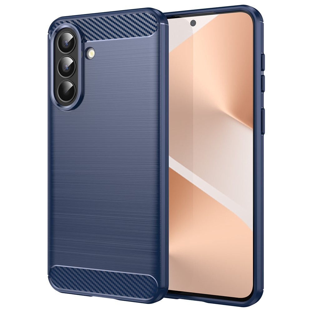 AMORUS For Samsung Galaxy A57 5G Case Carbon Fiber Texture Brushed Protective Phone Cover - Blue