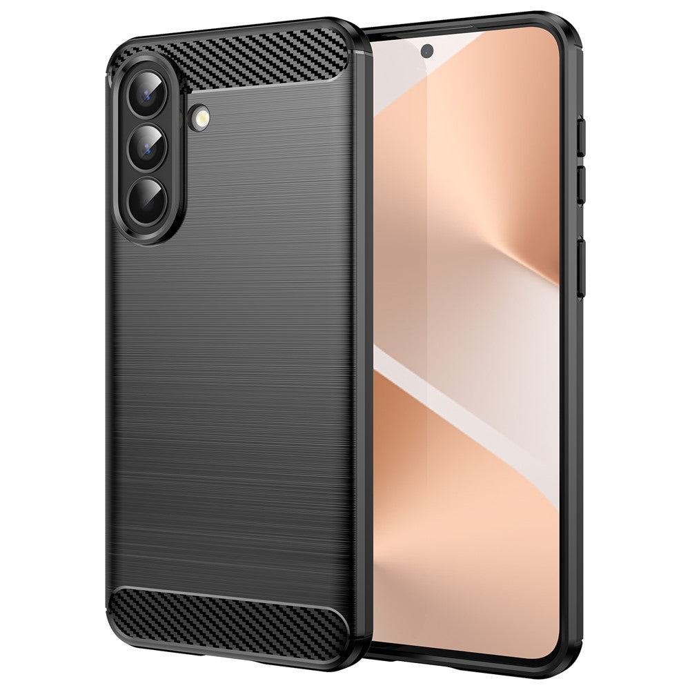 AMORUS For Samsung Galaxy A57 5G Case Carbon Fiber Texture Brushed Protective Phone Cover - Black