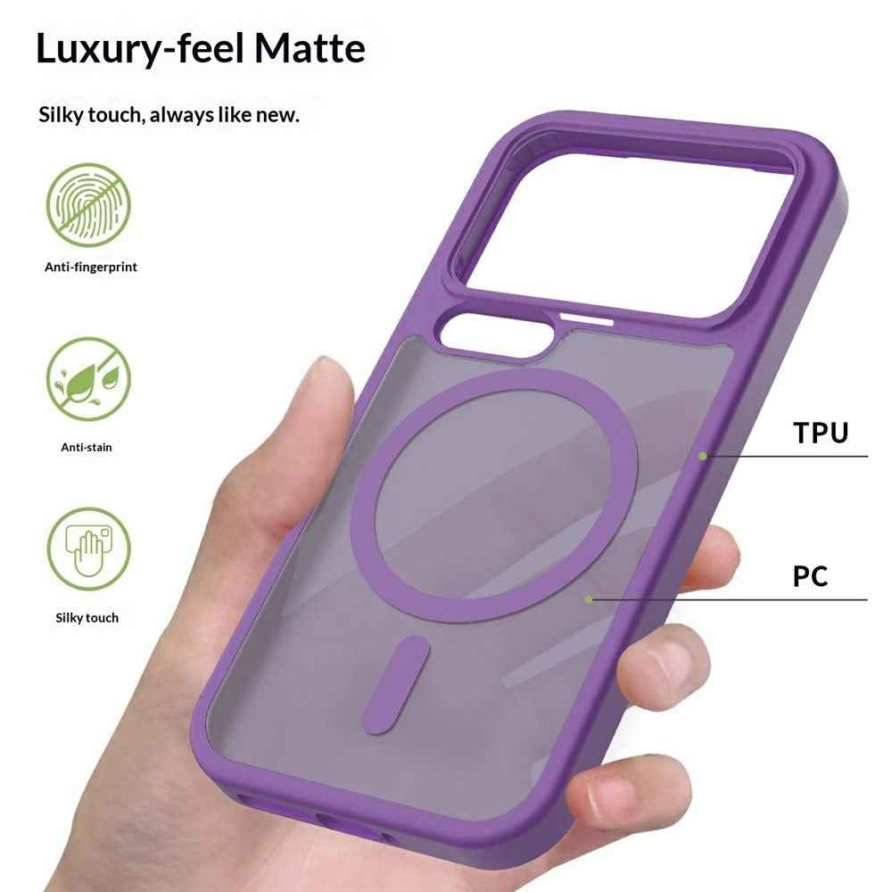 For Xiaomi 17 Pro Magnetic Phone Case Matte Finish TPU PC Shockproof Phone Cover with Tempered Glass - Dark Purple
