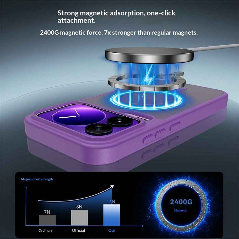 For Xiaomi 17 Pro Magnetic Phone Case Matte Finish TPU PC Shockproof Phone Cover with Tempered Glass - Dark Purple