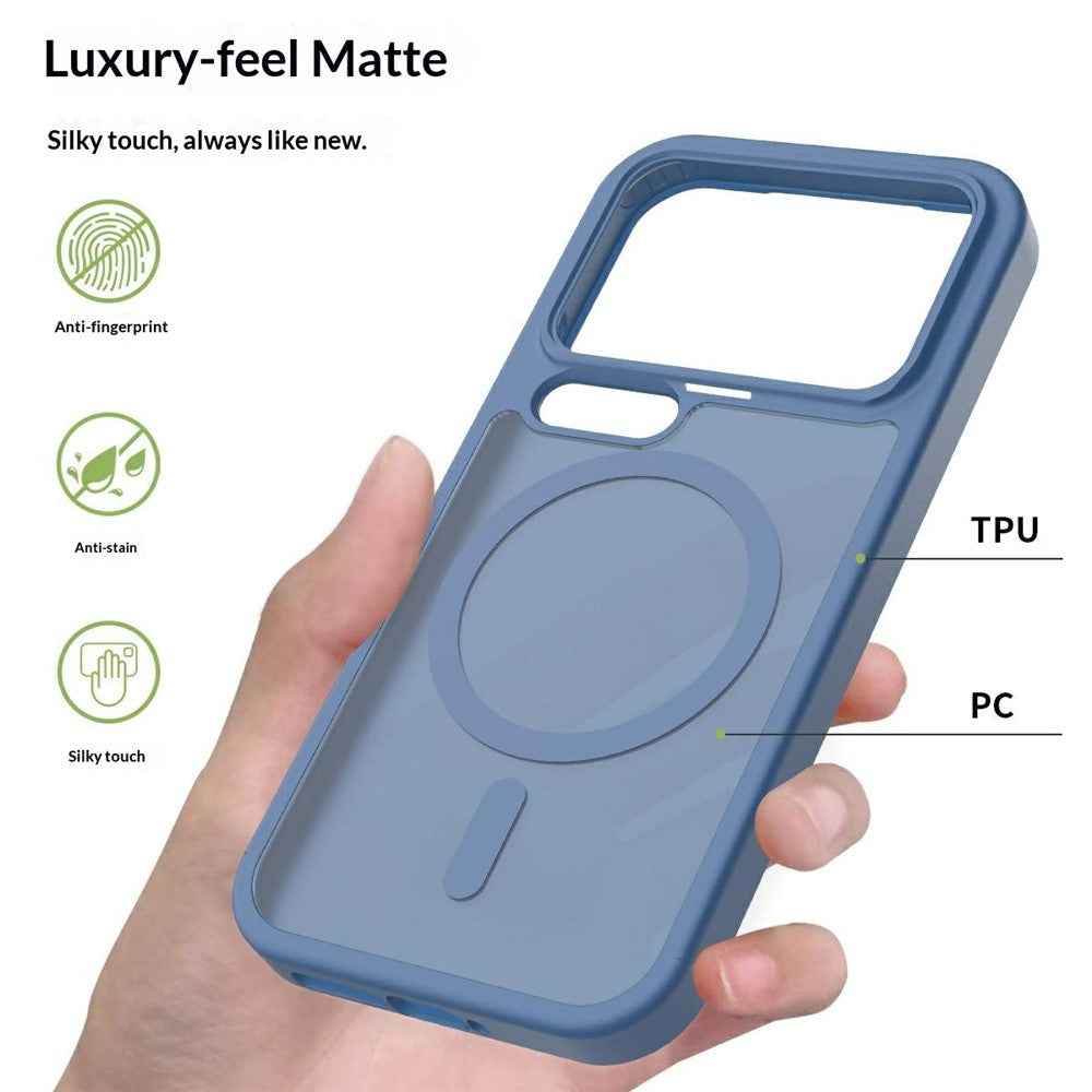 For Xiaomi 17 Pro Magnetic Phone Case Matte Finish TPU PC Shockproof Phone Cover with Tempered Glass - Sapphire