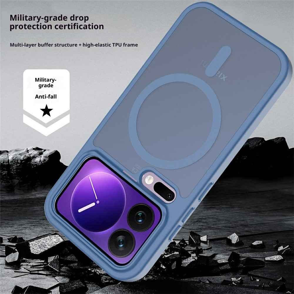 For Xiaomi 17 Pro Magnetic Phone Case Matte Finish TPU PC Shockproof Phone Cover with Tempered Glass - Sapphire