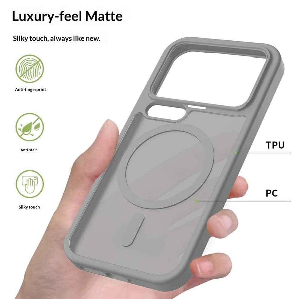 For Xiaomi 17 Pro Magnetic Phone Case Matte Finish TPU PC Shockproof Phone Cover with Tempered Glass - Dark Grey