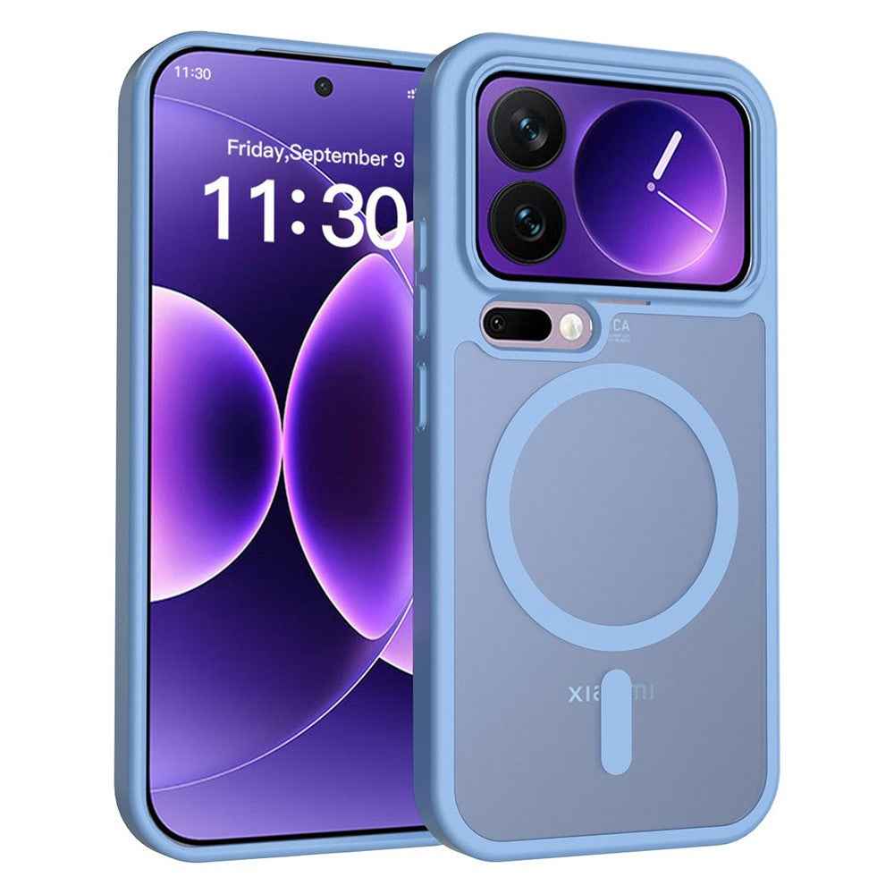 For Xiaomi 17 Pro Magnetic Phone Case Matte Finish TPU PC Shockproof Phone Cover with Tempered Glass - Blue