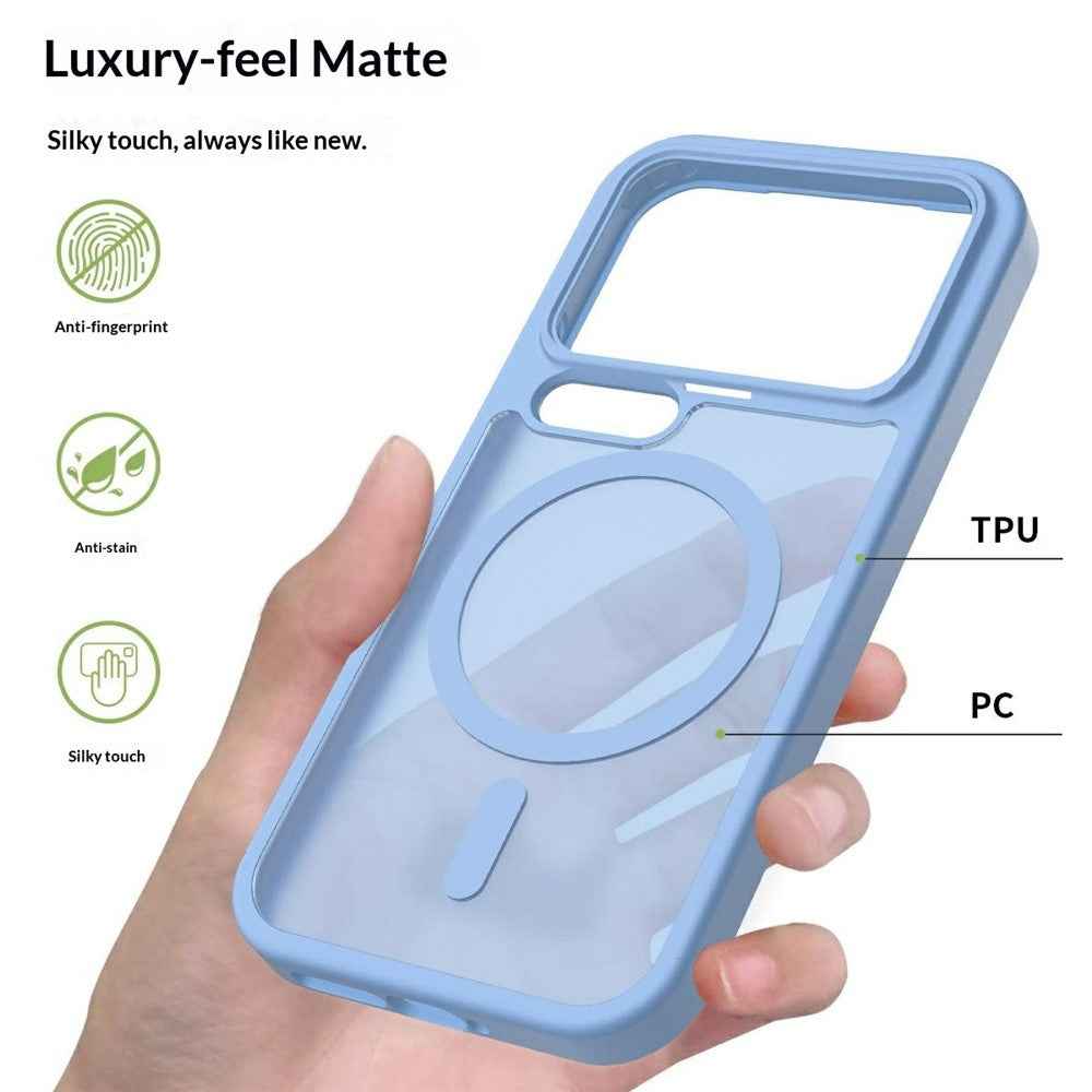 For Xiaomi 17 Pro Magnetic Phone Case Matte Finish TPU PC Shockproof Phone Cover with Tempered Glass - Blue
