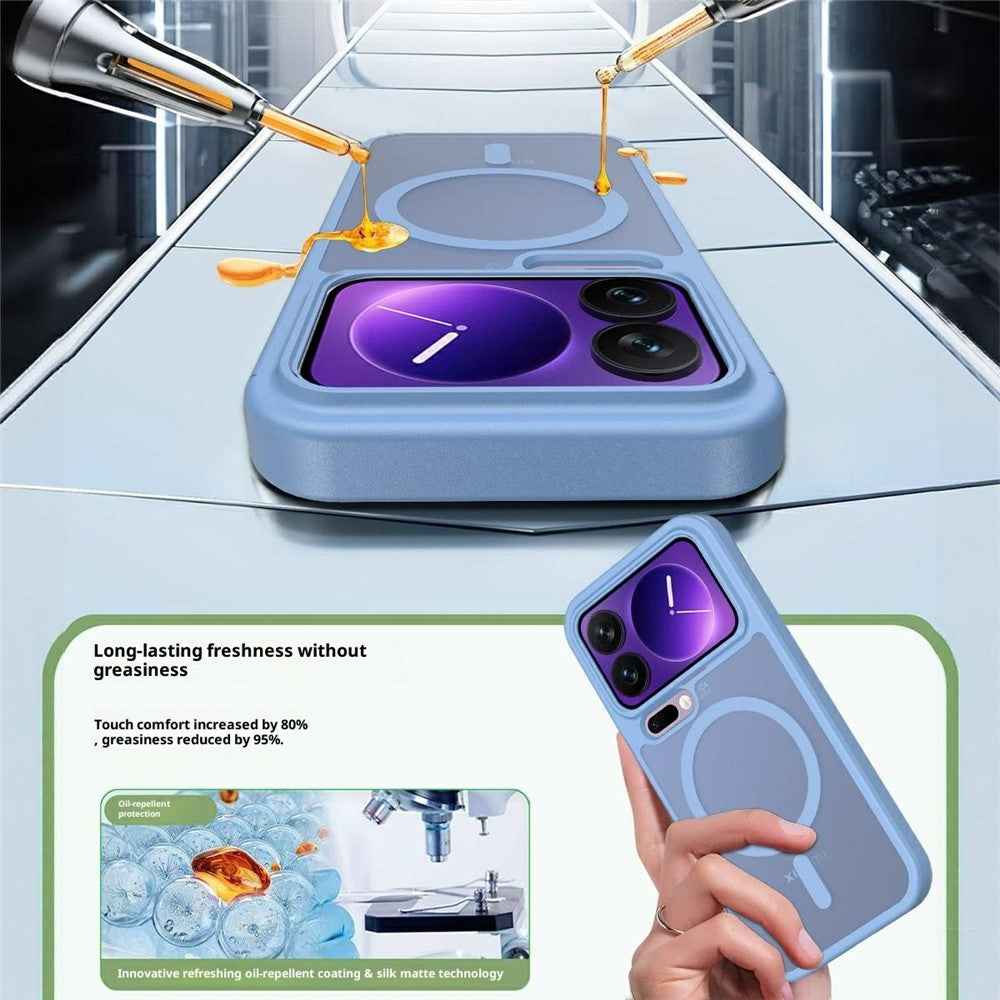 For Xiaomi 17 Pro Magnetic Phone Case Matte Finish TPU PC Shockproof Phone Cover with Tempered Glass - Blue