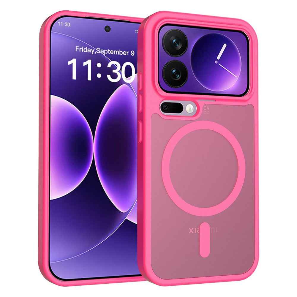 For Xiaomi 17 Pro Magnetic Phone Case Matte Finish TPU PC Shockproof Phone Cover with Tempered Glass - Rose