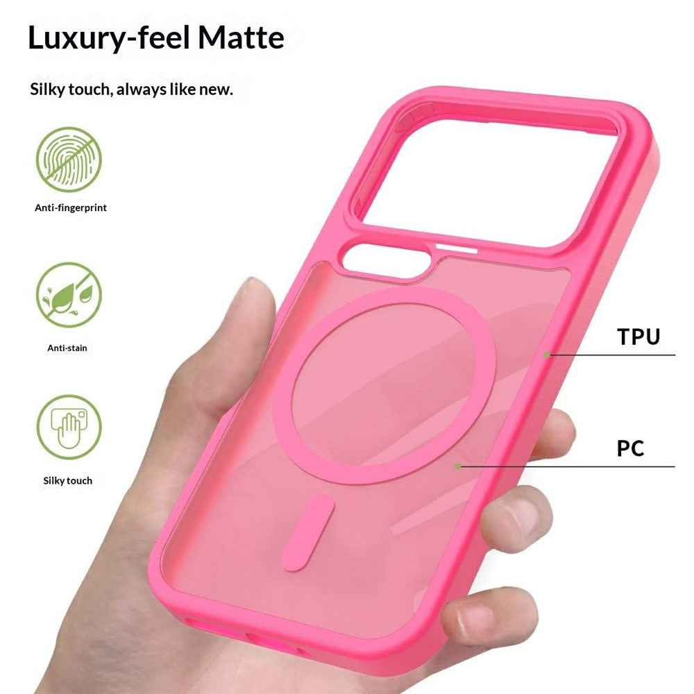 For Xiaomi 17 Pro Magnetic Phone Case Matte Finish TPU PC Shockproof Phone Cover with Tempered Glass - Rose