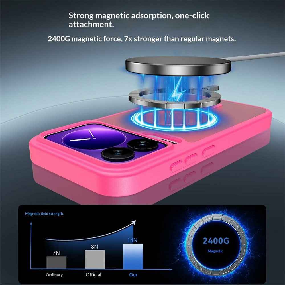 For Xiaomi 17 Pro Magnetic Phone Case Matte Finish TPU PC Shockproof Phone Cover with Tempered Glass - Rose