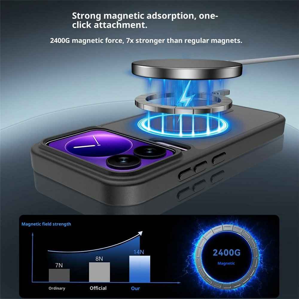 For Xiaomi 17 Pro Magnetic Phone Case Matte Finish TPU PC Shockproof Phone Cover with Tempered Glass - Black