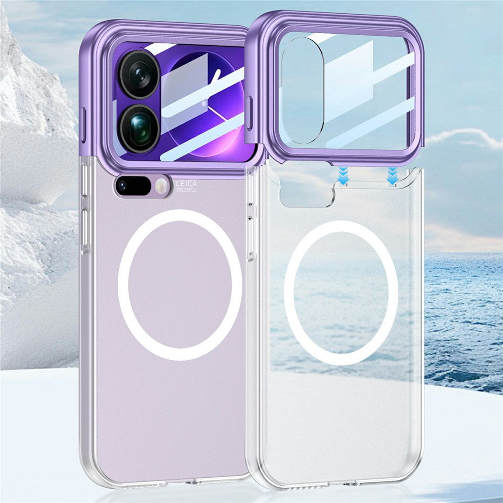 GKK For Xiaomi 17 Pro Max Magnetic Case Contrast Color Translucent PC Phone Cover - Purple