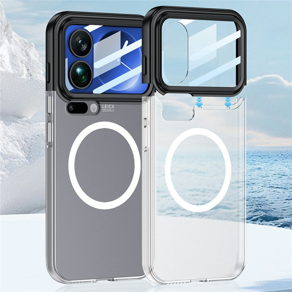 GKK For Xiaomi 17 Pro Max Magnetic Case Contrast Color Translucent PC Phone Cover - Black