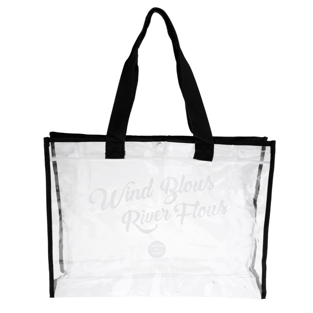 Waterproof Clear Hand Tote Bag for Outdoor Camping Swimming Beach Black