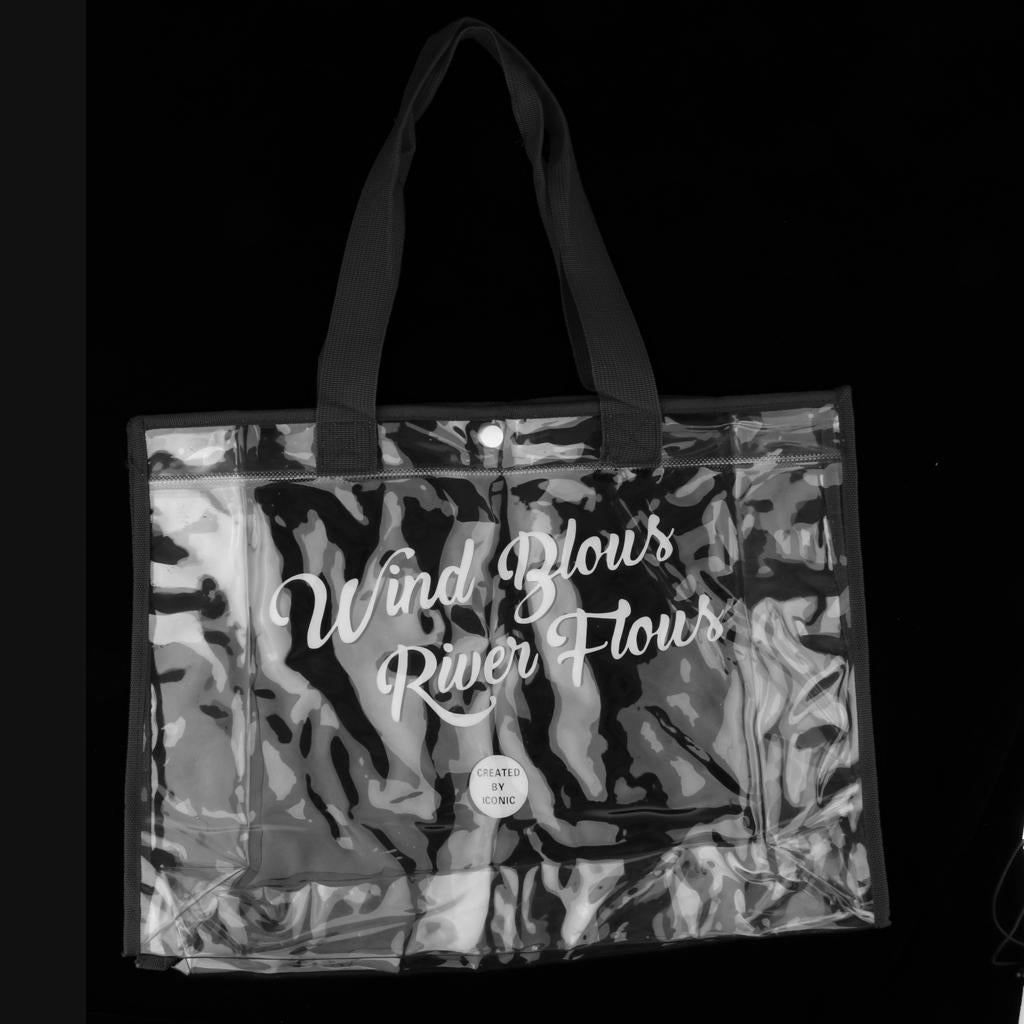 Waterproof Clear Hand Tote Bag for Outdoor Camping Swimming Beach Black