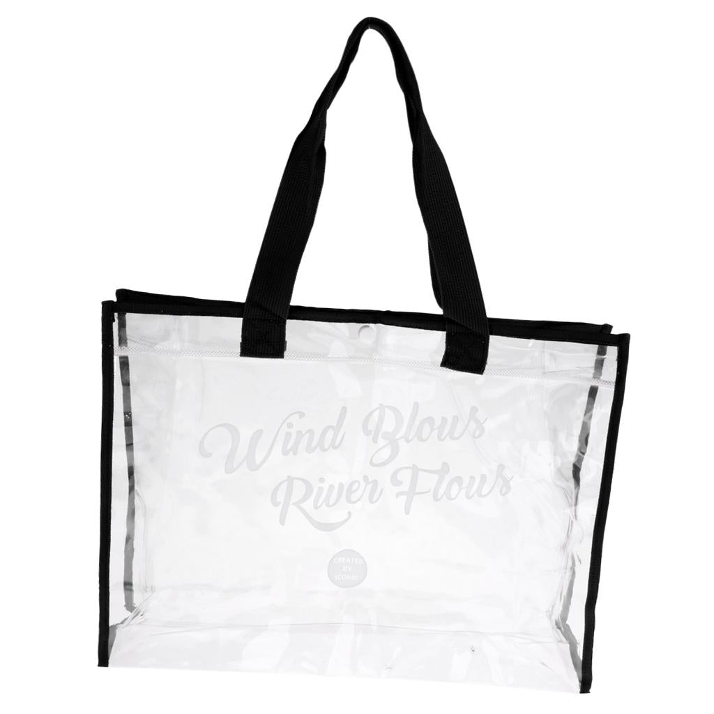 Waterproof Clear Hand Tote Bag for Outdoor Camping Swimming Beach Black