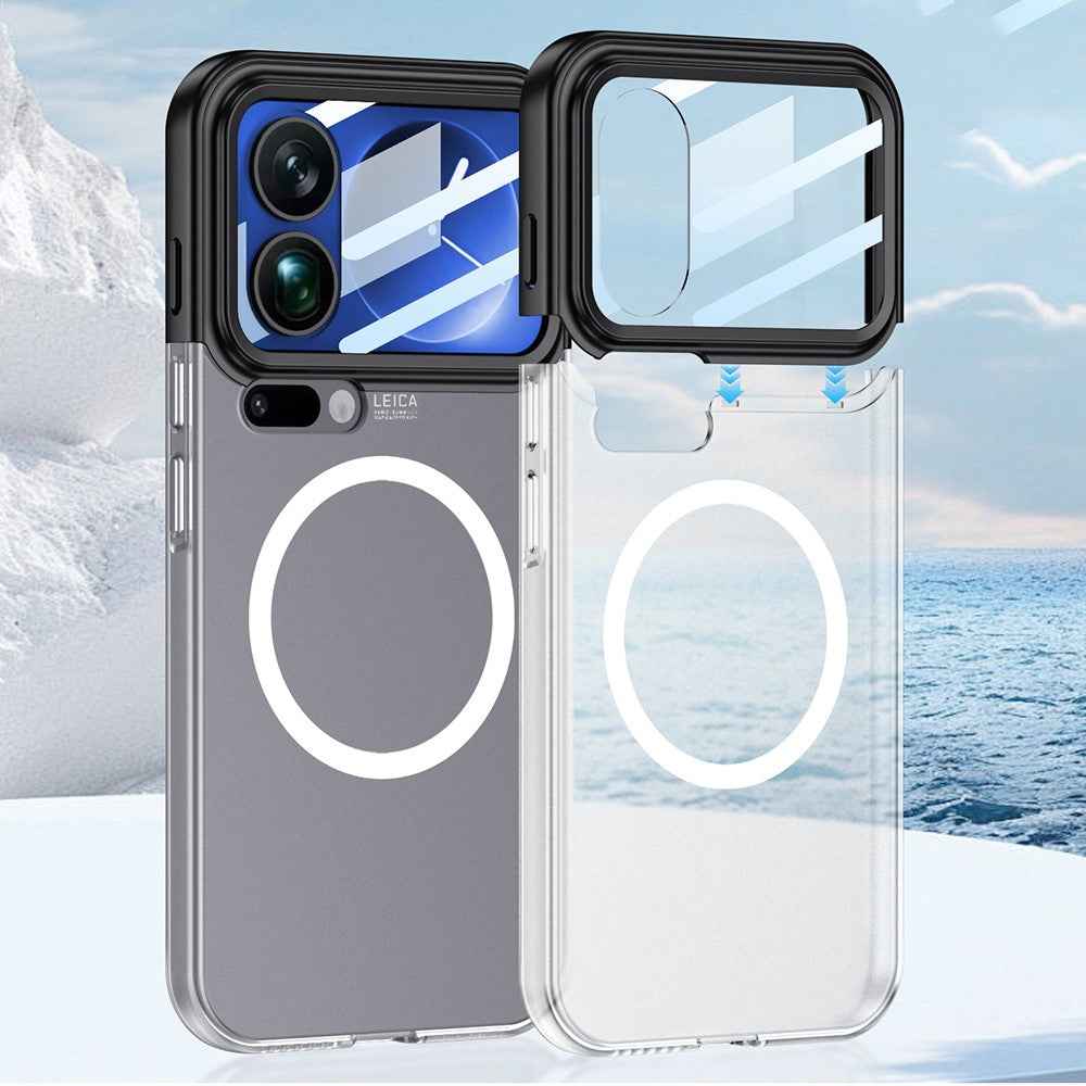 GKK For Xiaomi 17 Pro Magnetic Case Contrast Color Translucent PC Phone Cover - Black