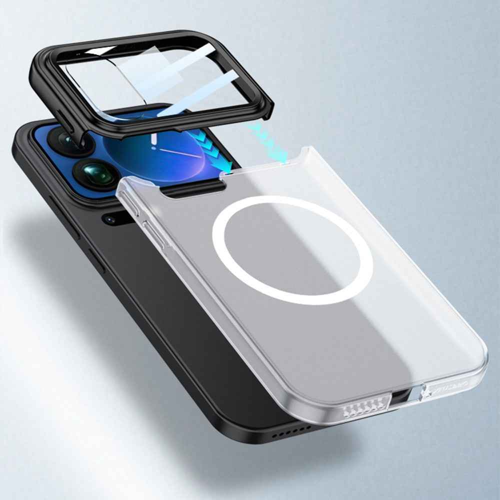 GKK For Xiaomi 17 Pro Magnetic Case Contrast Color Translucent PC Phone Cover - Black