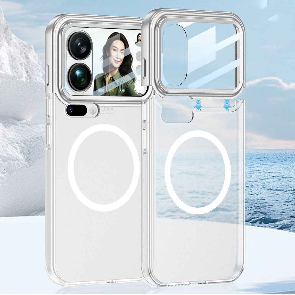 GKK For Xiaomi 17 Pro Magnetic Case Contrast Color Translucent PC Phone Cover - Silver