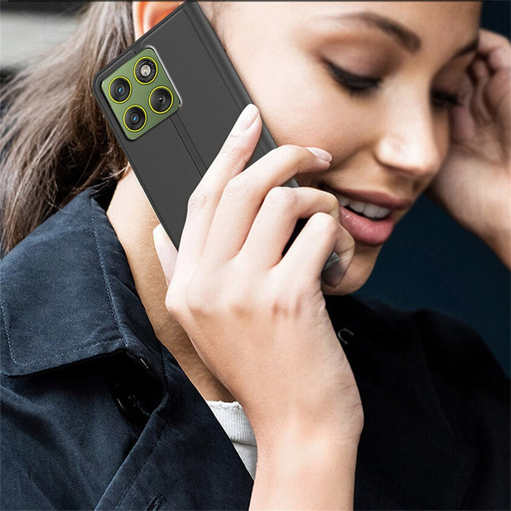 For Motorola Moto G100s 5G Case PU Leather Phone Cover with Card Holder Stand - Black