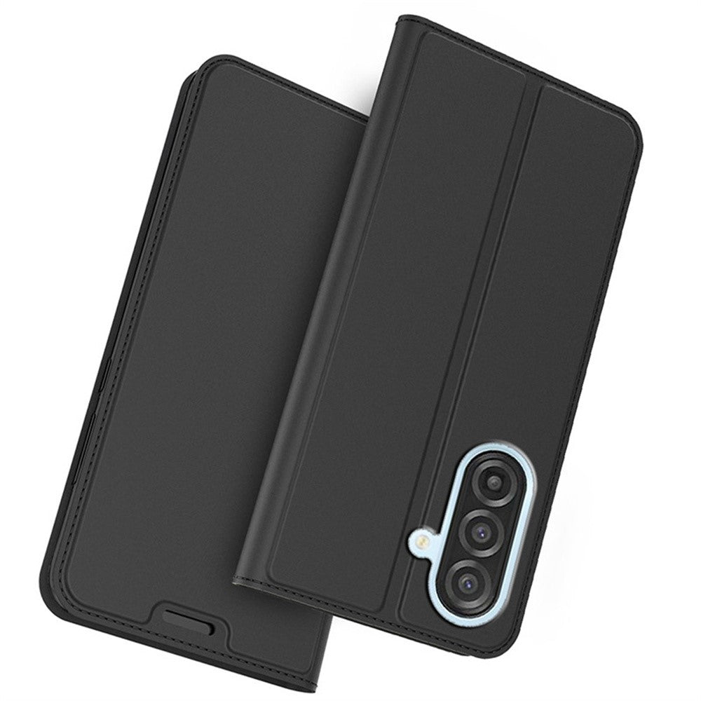 For Samsung Galaxy A57 5G Case PU Leather Phone Cover with Card Holder Stand - Black