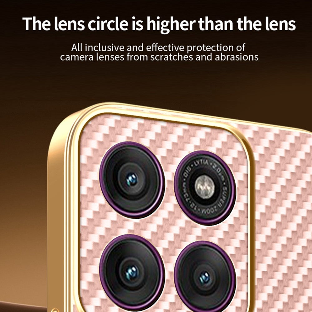 For Motorola Edge 70 5G Case Carbon Fiber Textured Electroplated TPU Phone Back Cover - Pink
