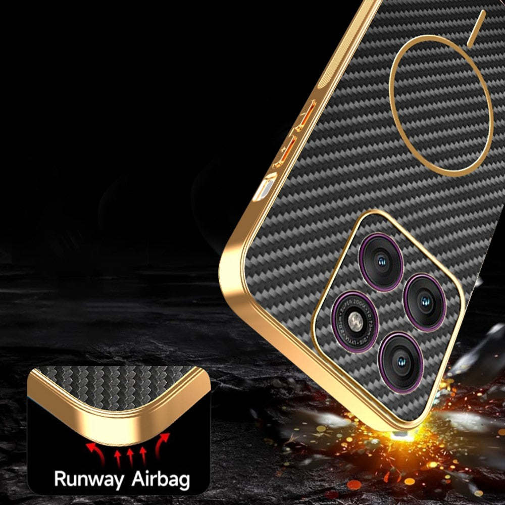 For Motorola Edge 70 5G Case Carbon Fiber Textured Electroplated TPU Phone Back Cover - Black
