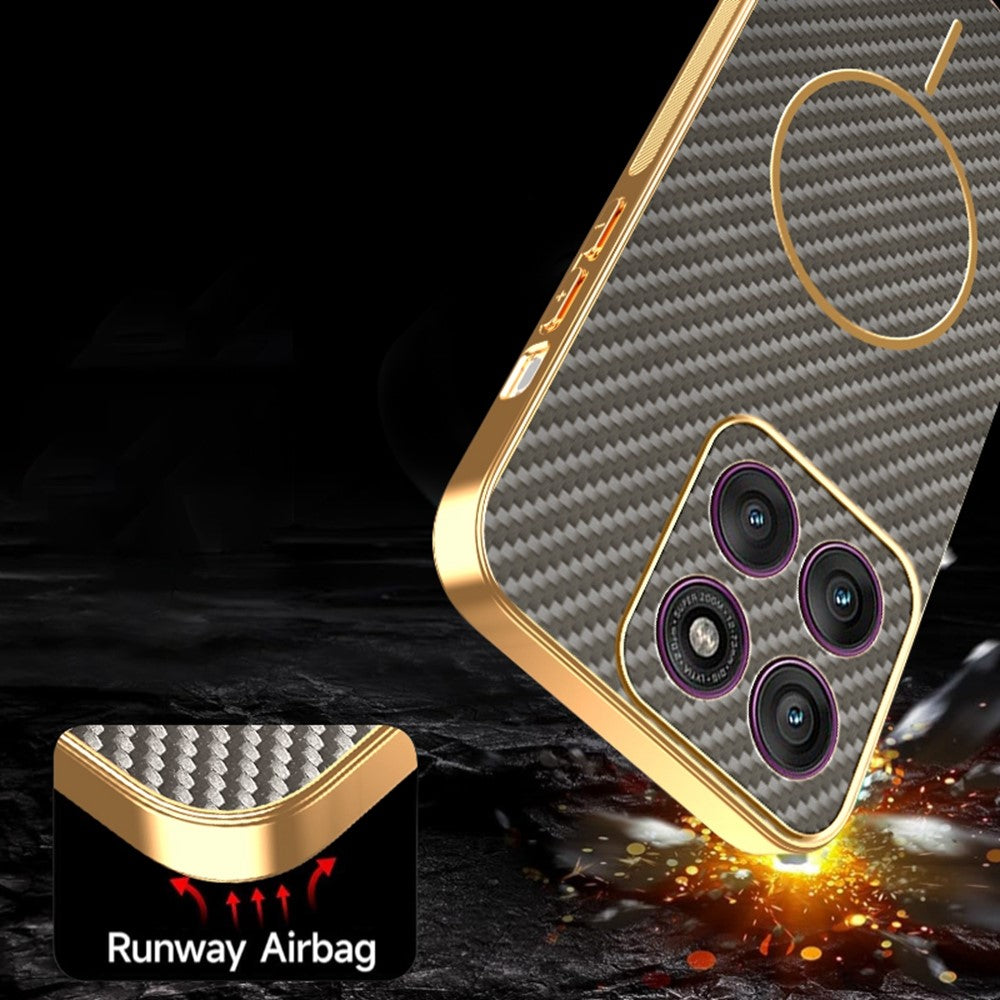 For Motorola Edge 70 5G Case Carbon Fiber Textured Electroplated TPU Phone Back Cover - Coffee