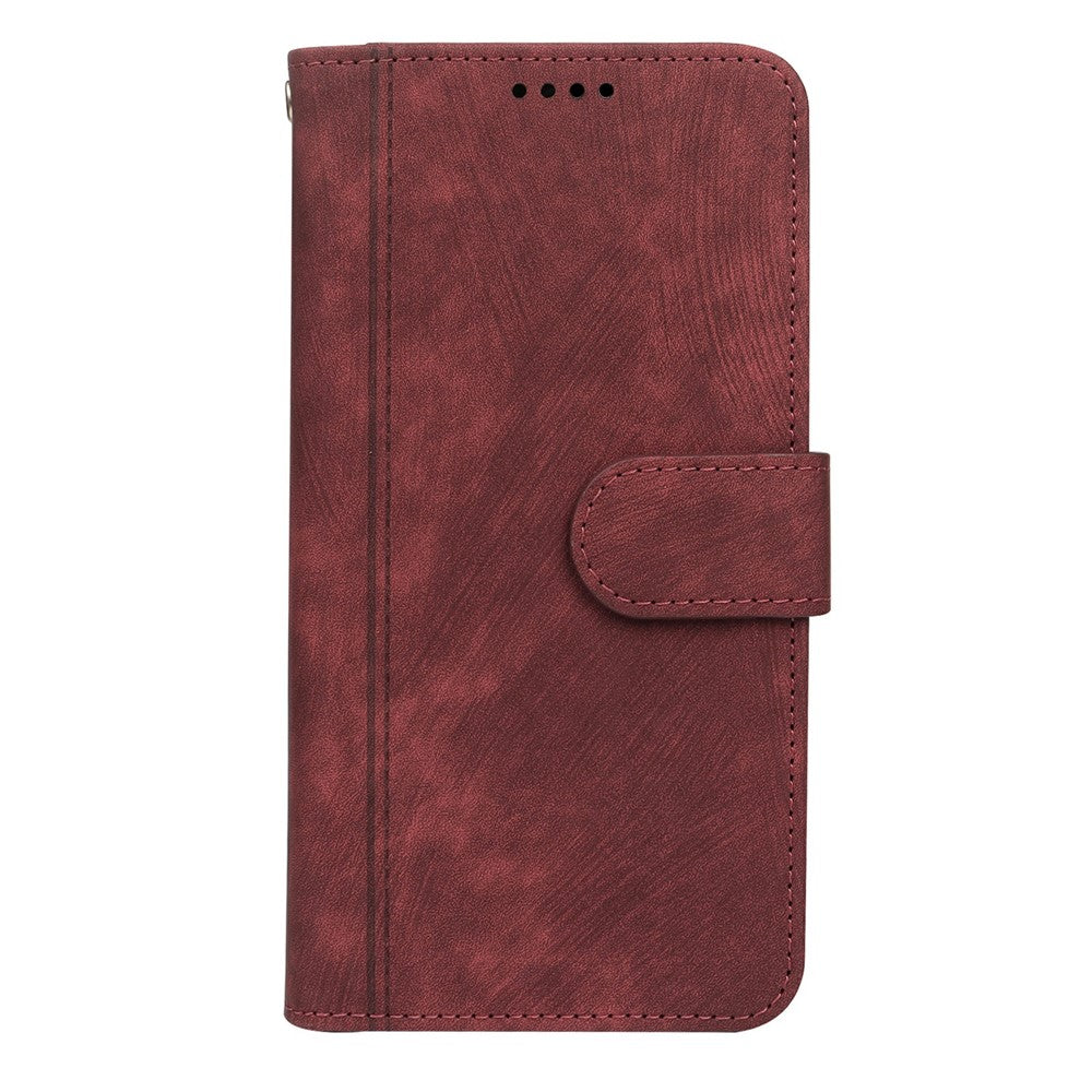 For Motorola Edge 70 5G Leather Case Line Pattern Wallet Phone Cover with 9 Card Slots - Red