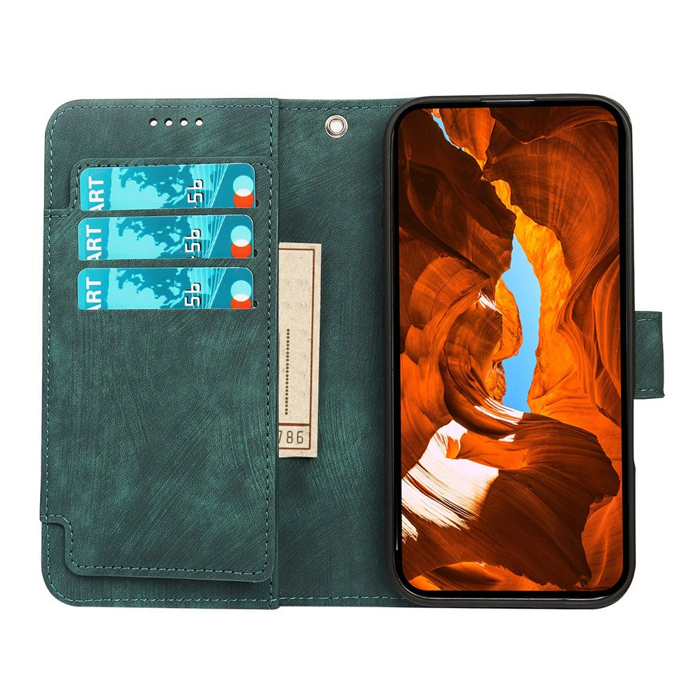 For Motorola Edge 70 5G Leather Case Line Pattern Wallet Phone Cover with 9 Card Slots - Green