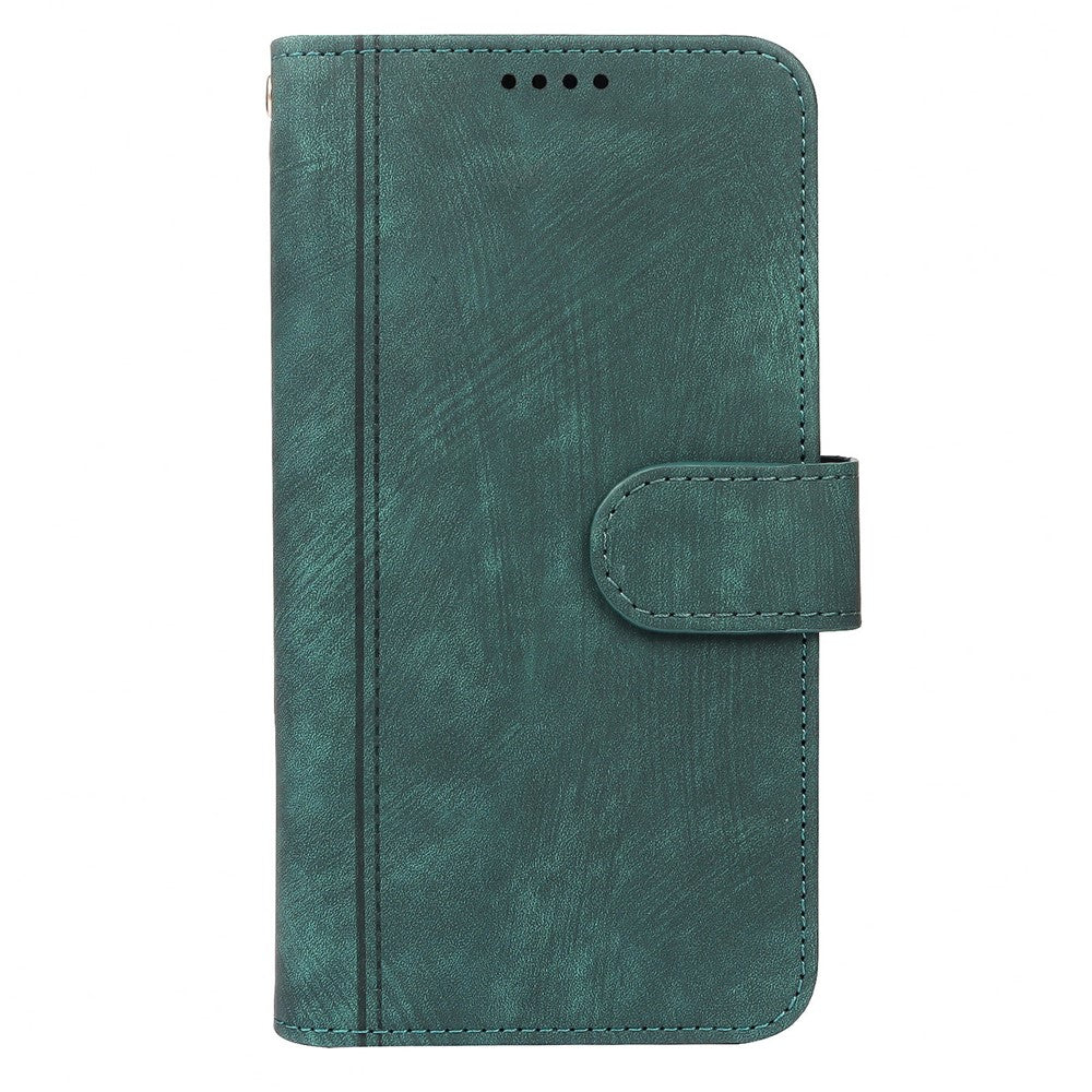 For Motorola Edge 70 5G Leather Case Line Pattern Wallet Phone Cover with 9 Card Slots - Green