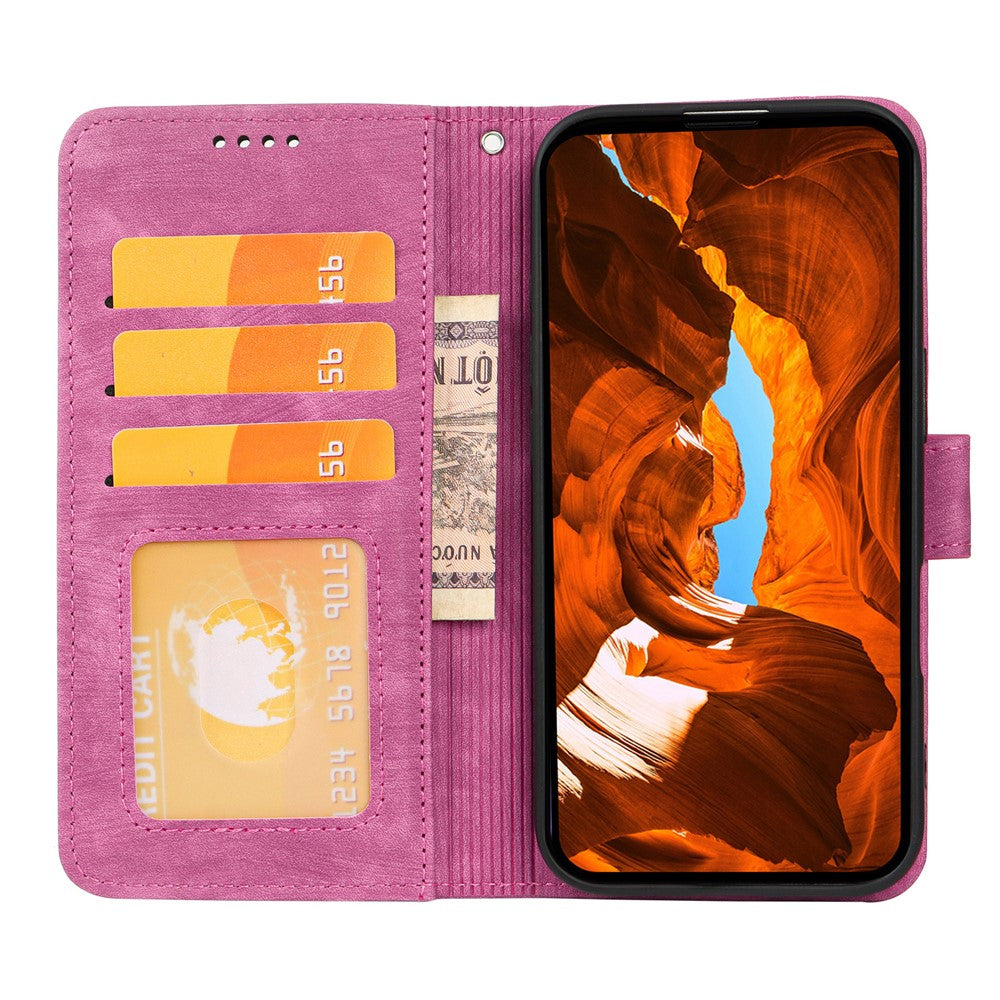 For Motorola Edge 70 5G Case Strong Magnetic Leather Wallet Phone Cover with Striped Texture - Rose
