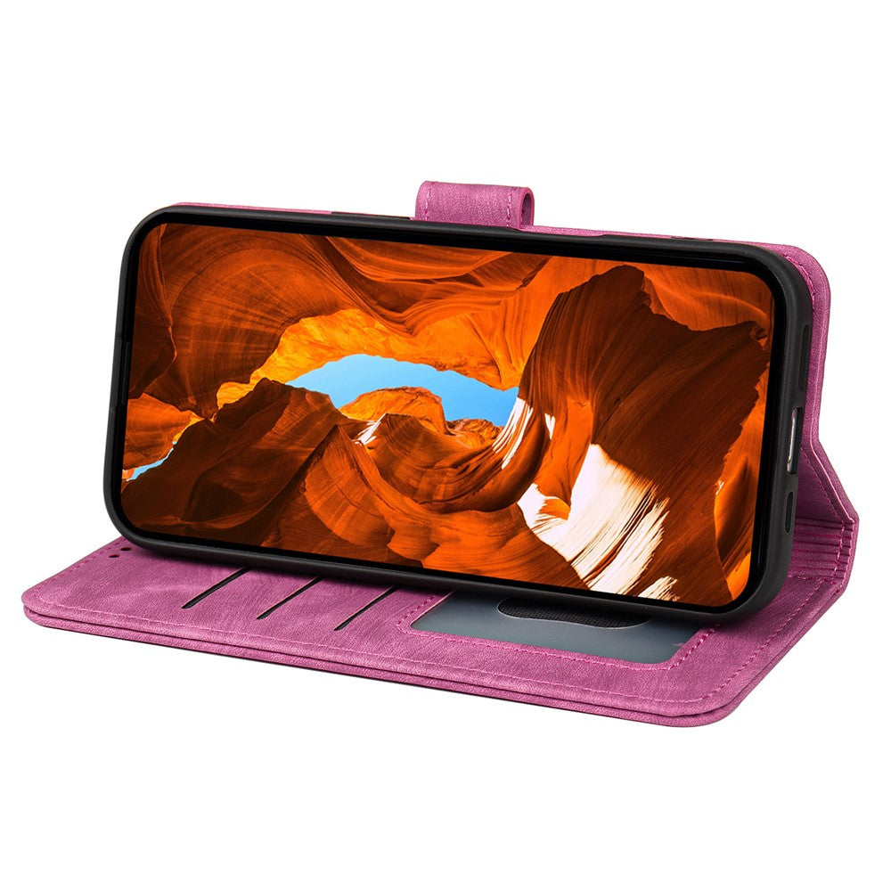 For Motorola Edge 70 5G Case Strong Magnetic Leather Wallet Phone Cover with Striped Texture - Rose