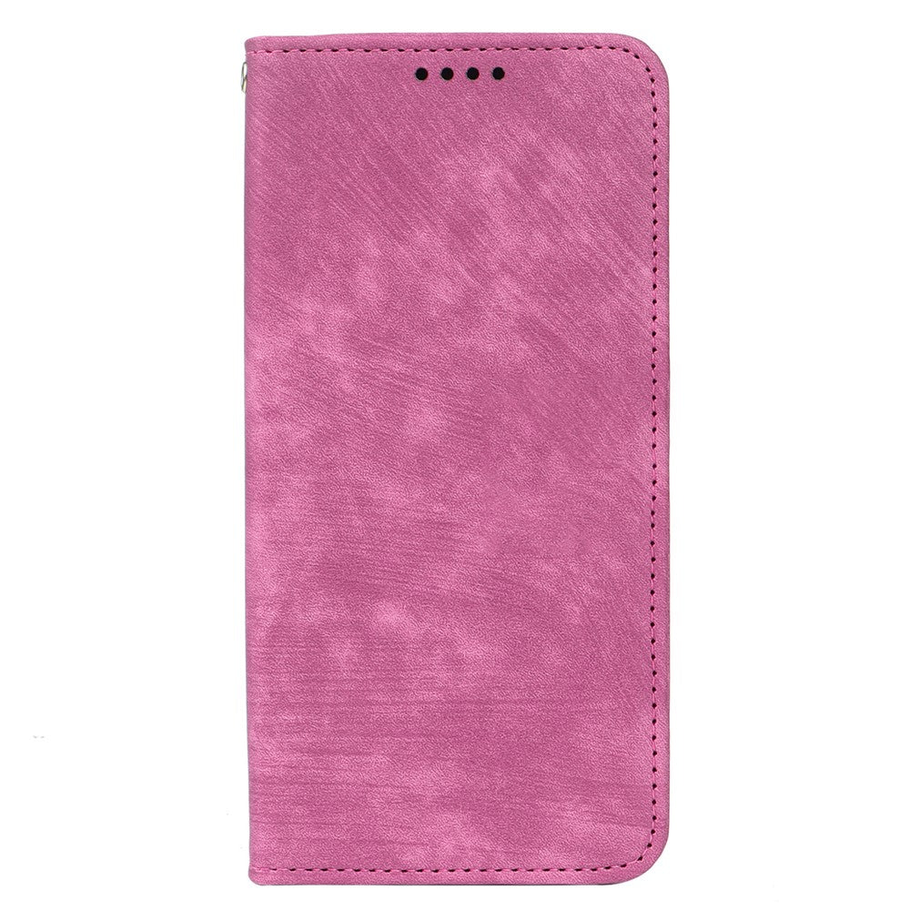 For Motorola Edge 70 5G Case Strong Magnetic Leather Wallet Phone Cover with Striped Texture - Rose