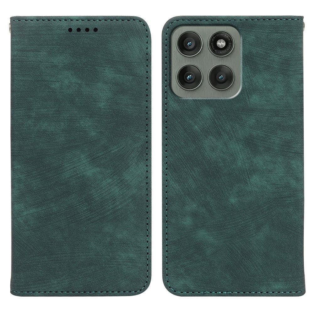For Motorola Edge 70 5G Case Strong Magnetic Leather Wallet Phone Cover with Striped Texture - Green